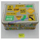 Traffic Sign Tin Lunch Pale (9 x 7 x 4)
