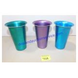 Lot of (3) Colored Metal Vases