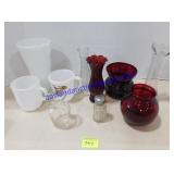 Variety of Glass Vases & Mugs
