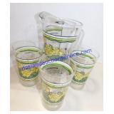 Whatabuger Pitcher & 7 Matching Glasses