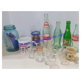 Variety of Pop Bottles, Mugs, Shot Glasses Etc.