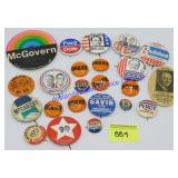Variety of Vintage Campaign Pins, Etc..