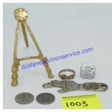 Pair of 1943 Wheat Pennies, Bottle Opener, Button