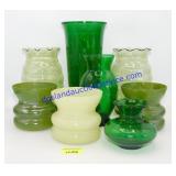 Variety of Decorative Green Glassware