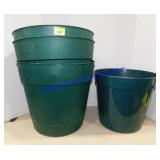 Lot of (4) Large Green Planters