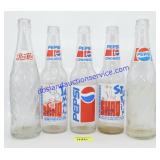 Lot of (5) Vintage Glass Pepsi Bottles