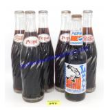 Lot of (6) Vintage Glass Pepsi Bottles - Filled
