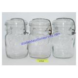 Lot of (3) Glass Ball Ideal Jars w/ Lids