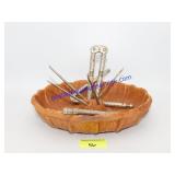 Nut Bowl with (3) Crackers and (4) Picks
