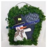 Lighted Snowman Sign 19x16 Works