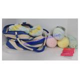 Canvas Bag with Yarn and Crochet Hooks