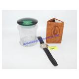 Packer Wallet, Watch and Glass Jar