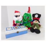 Dancing Santa and Christmas Tree, Snowman and Box