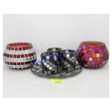 Mosaic Candle Holders with Candles