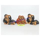 Lot of (3) Collek Ape Figurines