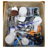 Box Full of Silverware and Misc. Utensils