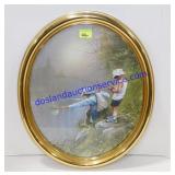 Oval Print Father and Son Fishing 23x18