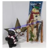 Snowman Decor and Bear