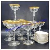 Flat of Gold Rimmed Stemware