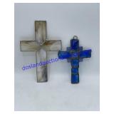 Pair of Stained Glass Crosses