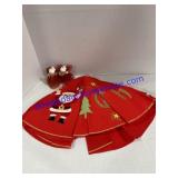 Holiday Tree Skirt & Multiple Vintage Ornaments