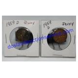 Pair of 1959 D Pennies