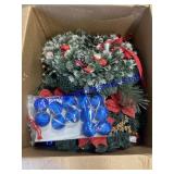 Large Box of Holiday Wreaths & Decor