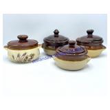 Lot of (4) Stoneware Dishes & Lids