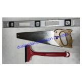Squeegee, Hand Saw & Level