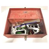 Metal Toolbox w/ Variety of Staplers