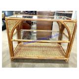Glass Top Wicker Sofa Table (40 x 29 x 18)