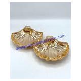 Pair of Peach Luster Shell Dishes