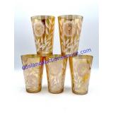 Lot of (5) Matching Peach Luster Glasses