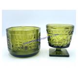 Pair of Green Glass Dishes