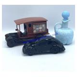 Pair of Avon Glass Aftershave Cars & Decanter