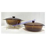 Pair of Glass Anchor Hocking Dishes & Warming