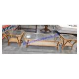 Wicker Glass Top Coffee & End Tables
