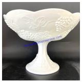 Milk Glass Stemmed Bowl (10" Diameter)
