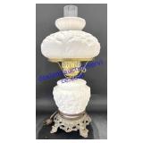 Vintage Milk Glass Hurricane Lamp (19")
