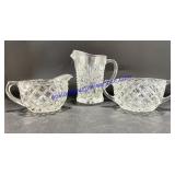 Glass Sugar & Cream Set & Pitcher