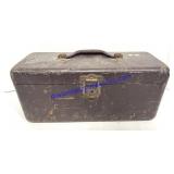 Metal Tackle Box w/ Misc. Fishing Supplies
