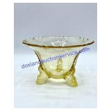 Yellow Glass Footed Dish (5" Diameter)