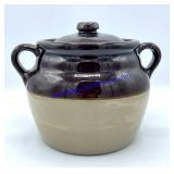 Stoneware Double Handled Jar & Lid (6")