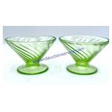 Lot of (8) Green Glass Custard Dishes