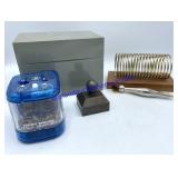 Paper Weight, Pencil Sharpener, File Box, Etc..