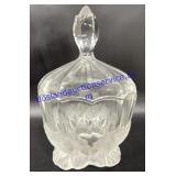 Frosted Glass Candy Dish & Lid (9")