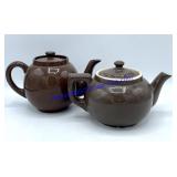 Pair of Brown Stoneware Teapots
