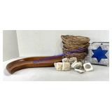 Candle Holder, Shower Hooks, Wooden Tray, Etc..