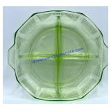 Vintage Green Glass Relish Tray (9 x 8)