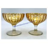 Lot of (6) Peach Luster Custard Dishes - 4" Tall
